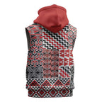 Aotearoa Kowhaiwhai Taniko Patchwork Motifs Sleeveless Zip Hoodie LT9