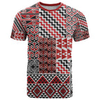 Aotearoa Kowhaiwhai Taniko Patchwork Motifs T Shirt