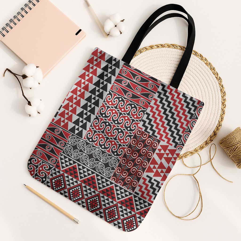 Aotearoa Kowhaiwhai Taniko Patchwork Motifs Tote Bag - Aussie Hoodie