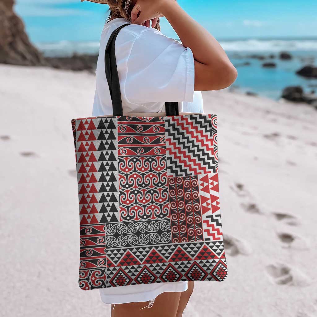 Aotearoa Kowhaiwhai Taniko Patchwork Motifs Tote Bag - Aussie Hoodie