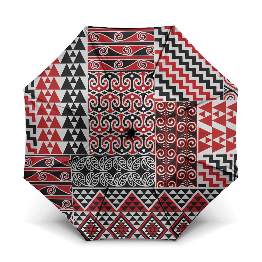 Aotearoa Kowhaiwhai Taniko Patchwork Motifs Umbrella - Aussie Hoodie