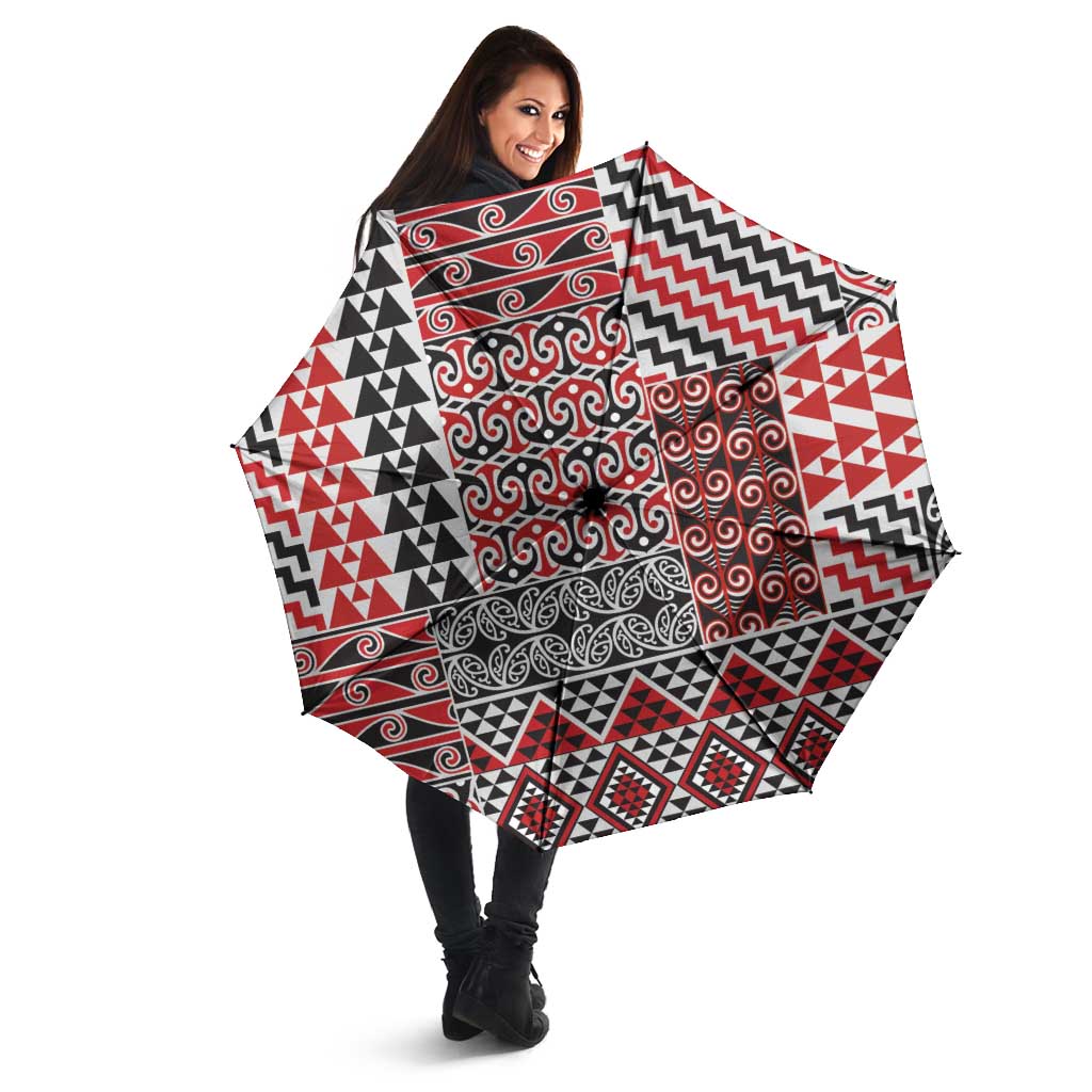 Aotearoa Kowhaiwhai Taniko Patchwork Motifs Umbrella - Aussie Hoodie