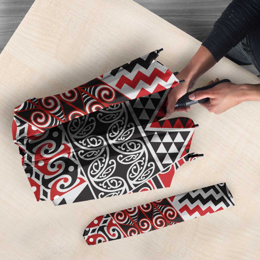 Aotearoa Kowhaiwhai Taniko Patchwork Motifs Umbrella - Aussie Hoodie