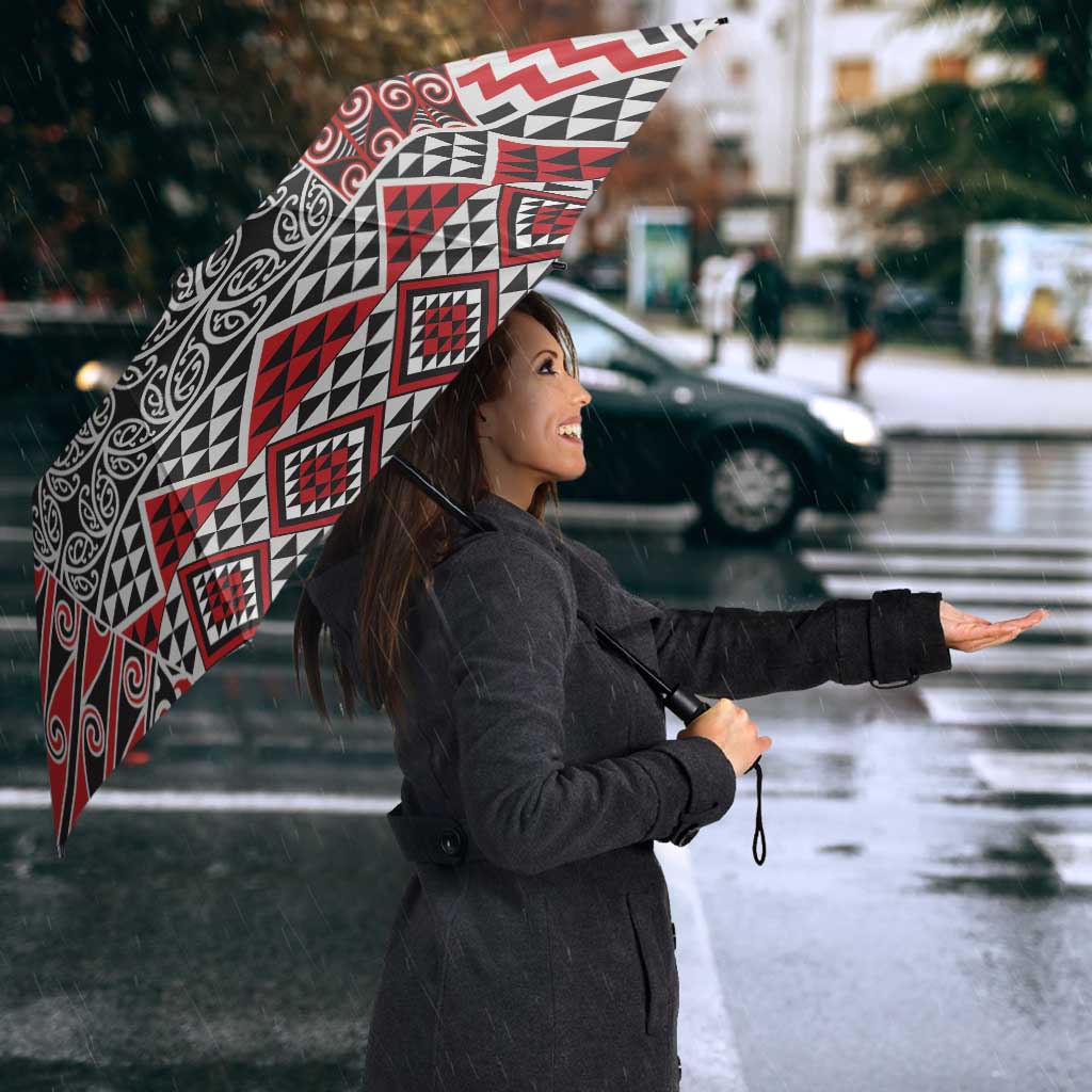 Aotearoa Kowhaiwhai Taniko Patchwork Motifs Umbrella - Aussie Hoodie