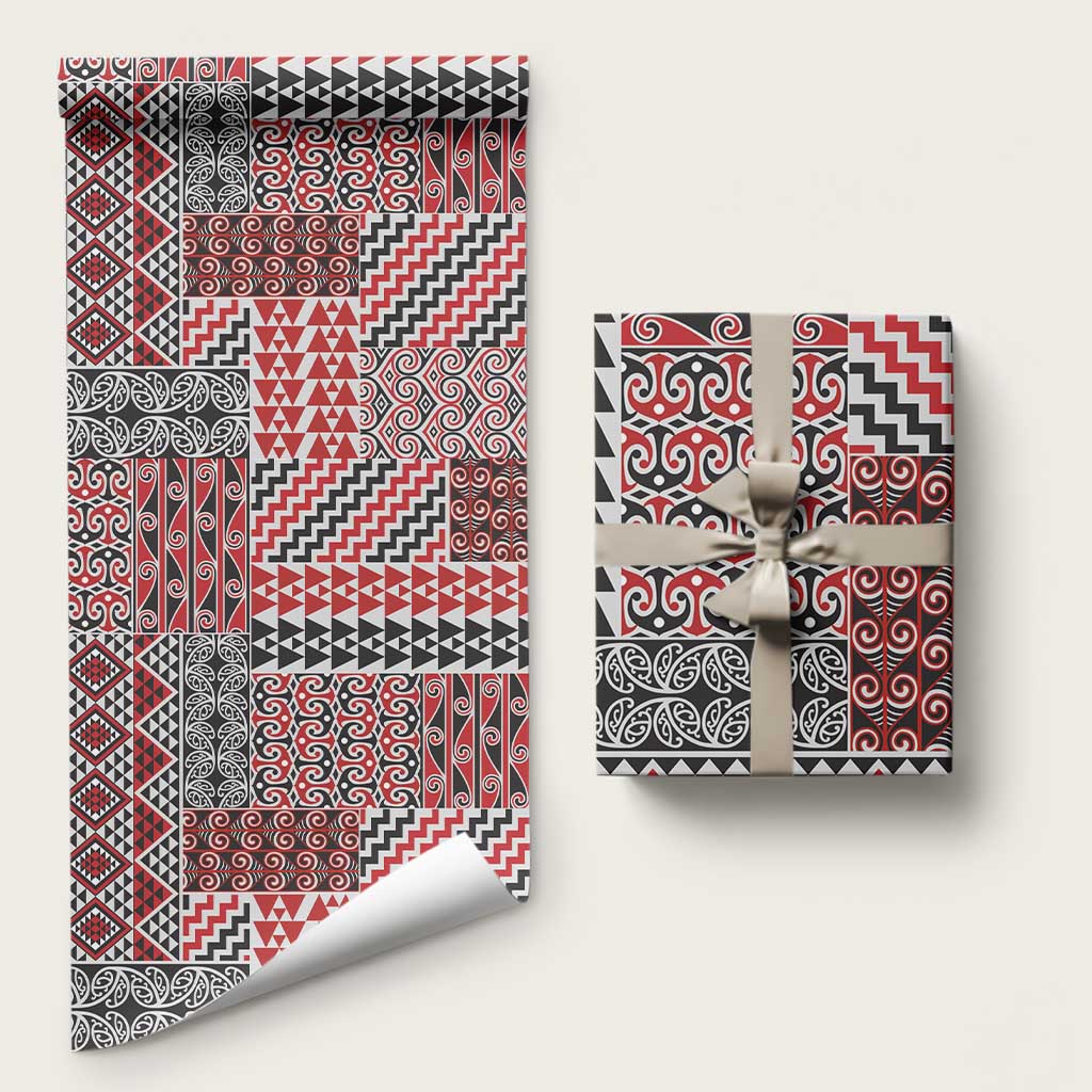 Aotearoa Kowhaiwhai Taniko Patchwork Motifs Wrapping Paper - Aussie Hoodie