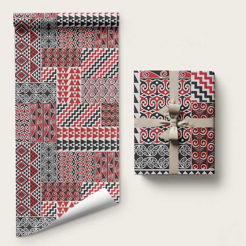 Aotearoa Kowhaiwhai Taniko Patchwork Motifs Wrapping Paper - Aussie Hoodie