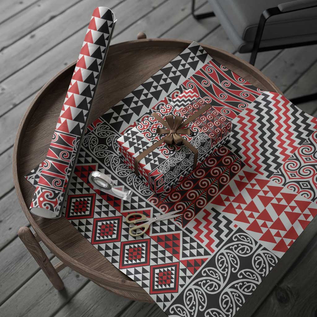 Aotearoa Kowhaiwhai Taniko Patchwork Motifs Wrapping Paper - Aussie Hoodie