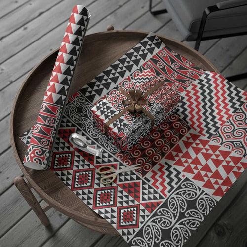Aotearoa Kowhaiwhai Taniko Patchwork Motifs Wrapping Paper - Aussie Hoodie