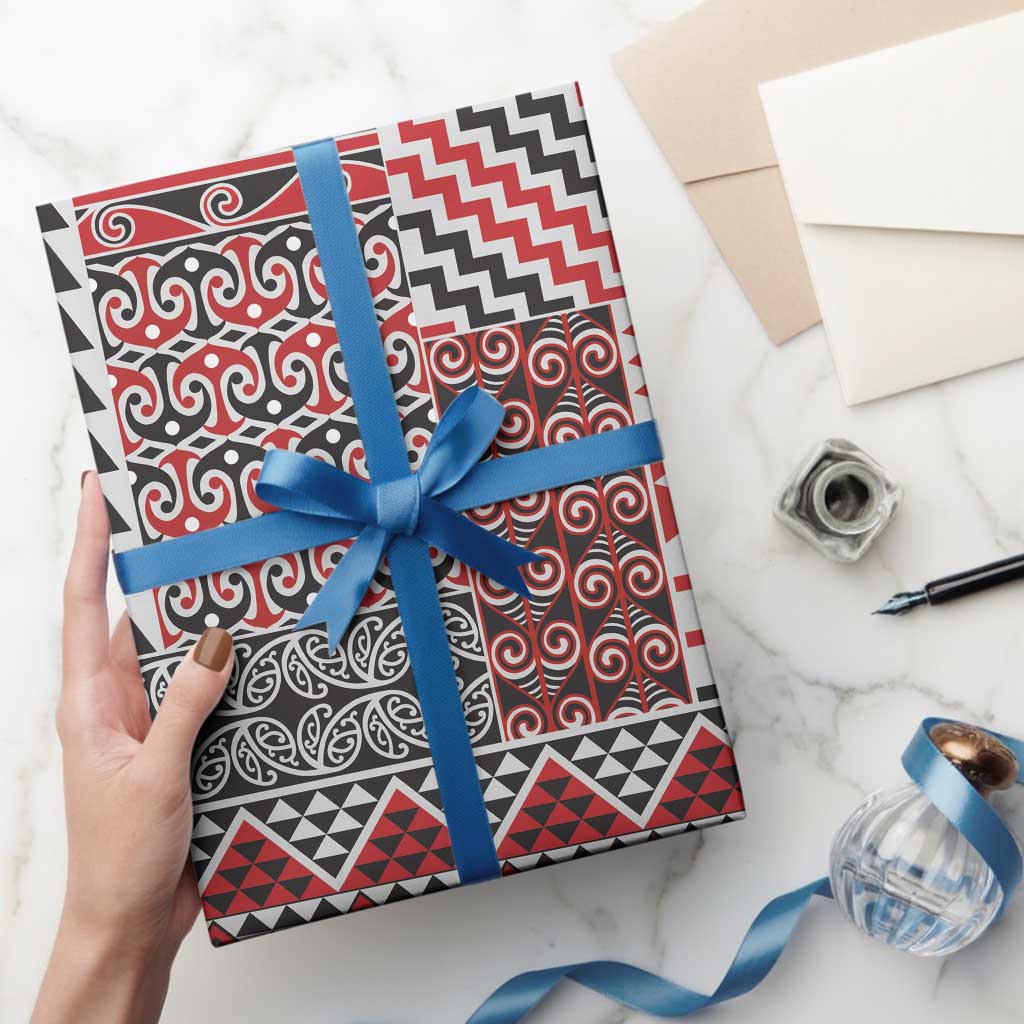 Aotearoa Kowhaiwhai Taniko Patchwork Motifs Wrapping Paper - Aussie Hoodie