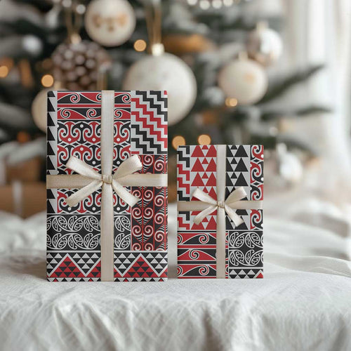 Aotearoa Kowhaiwhai Taniko Patchwork Motifs Wrapping Paper - Aussie Hoodie