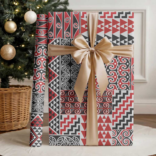 Aotearoa Kowhaiwhai Taniko Patchwork Motifs Wrapping Paper - Aussie Hoodie