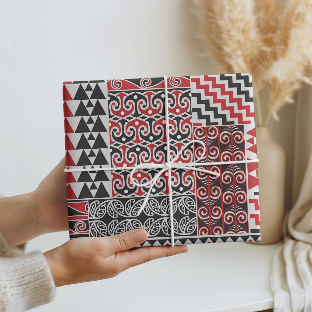 Aotearoa Kowhaiwhai Taniko Patchwork Motifs Wrapping Paper - Aussie Hoodie