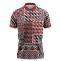 Aotearoa Kowhaiwhai Taniko Patchwork Motifs Zipper Polo Shirt - Aussie Hoodie