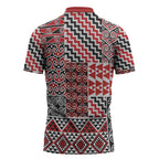 Aotearoa Kowhaiwhai Taniko Patchwork Motifs Zipper Polo Shirt - Aussie Hoodie