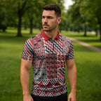 Aotearoa Kowhaiwhai Taniko Patchwork Motifs Zipper Polo Shirt - Aussie Hoodie