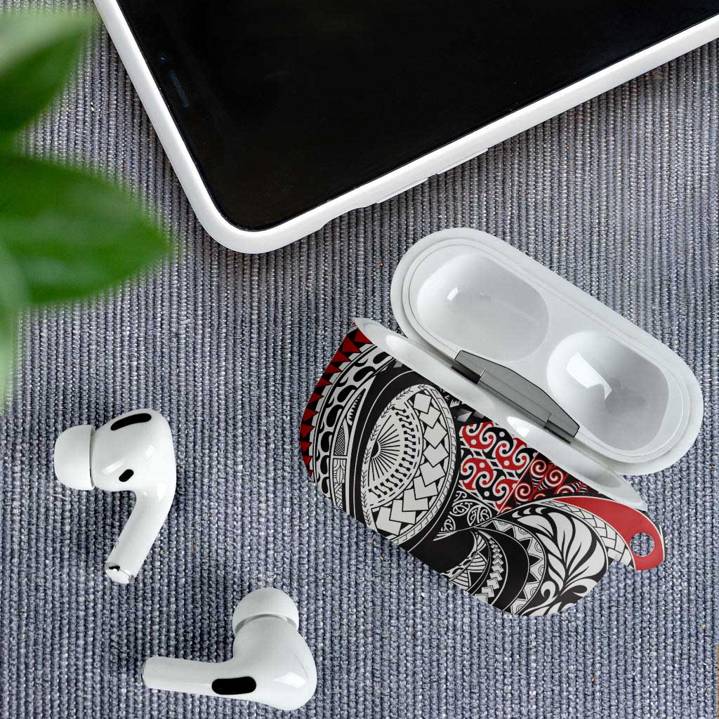Aotearoa Maori Rugby Tribal Tattoo AirPods Case Kowhaiwhai Taniko Patchwork Motifs - Aussie Hoodie