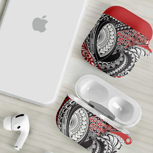 Aotearoa Maori Rugby Tribal Tattoo AirPods Case Kowhaiwhai Taniko Patchwork Motifs - Aussie Hoodie