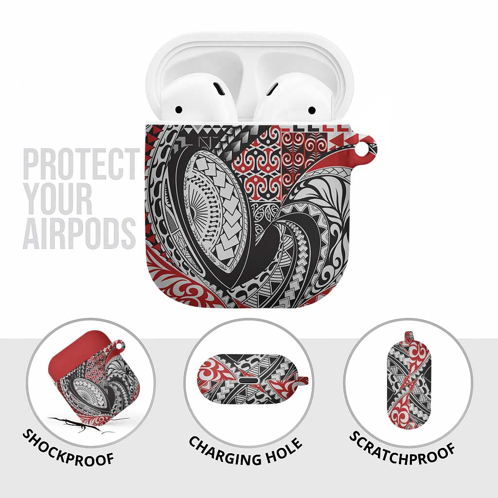 Aotearoa Maori Rugby Tribal Tattoo AirPods Case Kowhaiwhai Taniko Patchwork Motifs - Aussie Hoodie
