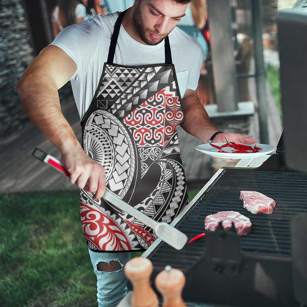 Aotearoa Maori Rugby Tribal Tattoo Apron Kowhaiwhai Taniko Patchwork Motifs - Aussie Hoodie