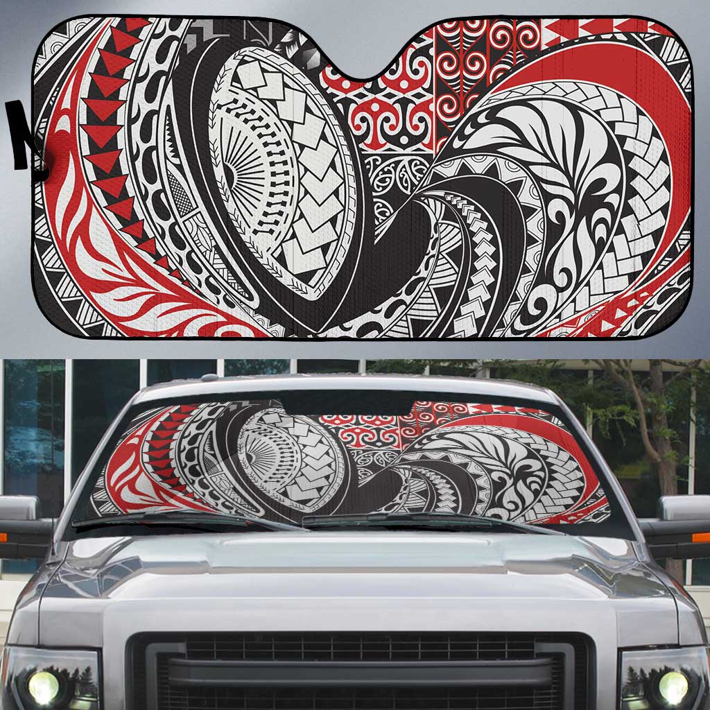 Aotearoa Maori Rugby Tribal Tattoo Auto Sun Shade Kowhaiwhai Taniko Patchwork Motifs - Aussie Hoodie