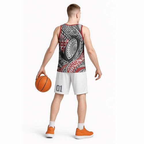 Aotearoa Maori Rugby Tribal Tattoo Basketball Jersey Kowhaiwhai Taniko Patchwork Motifs - Aussie Hoodie