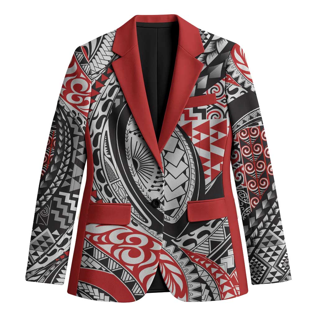 Aotearoa Maori Rugby Tribal Tattoo Blazer Kowhaiwhai Taniko Patchwork Motifs - Aussie Hoodie