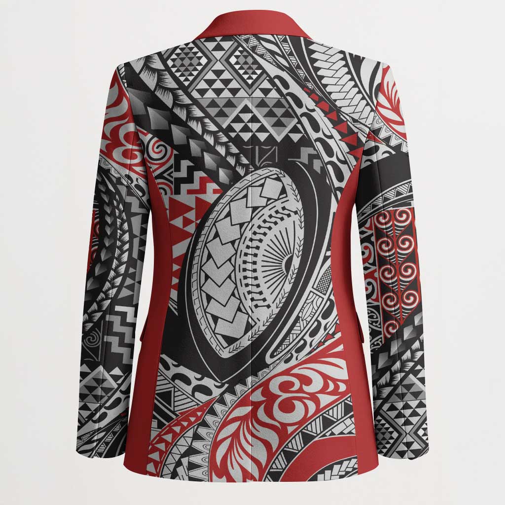 Aotearoa Maori Rugby Tribal Tattoo Blazer Kowhaiwhai Taniko Patchwork Motifs - Aussie Hoodie
