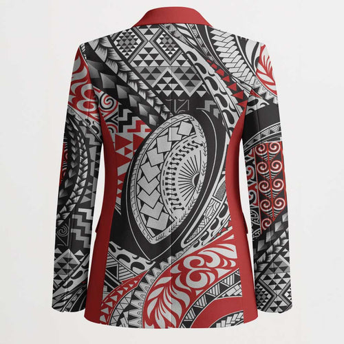 Aotearoa Maori Rugby Tribal Tattoo Blazer Kowhaiwhai Taniko Patchwork Motifs - Aussie Hoodie