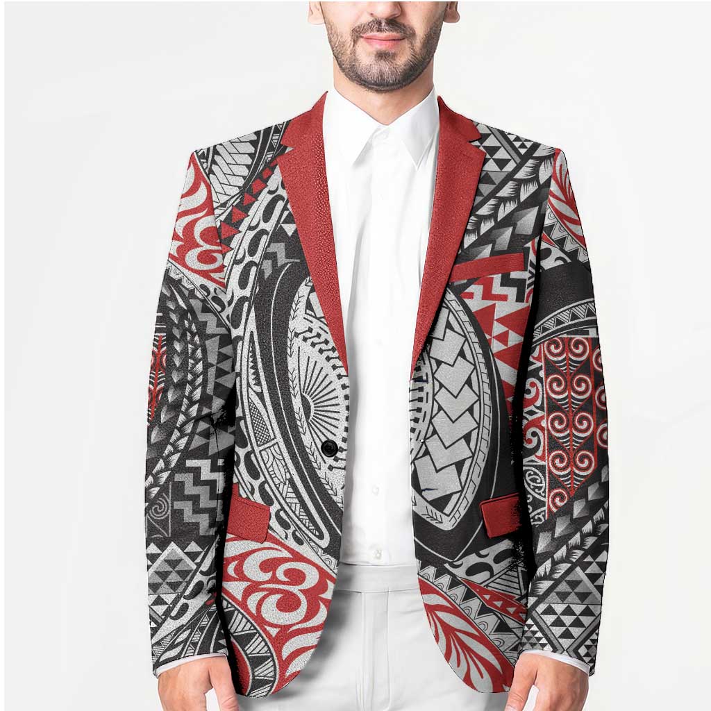 Aotearoa Maori Rugby Tribal Tattoo Blazer Kowhaiwhai Taniko Patchwork Motifs - Aussie Hoodie