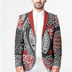 Aotearoa Maori Rugby Tribal Tattoo Blazer Kowhaiwhai Taniko Patchwork Motifs - Aussie Hoodie