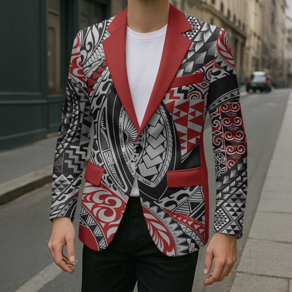 Aotearoa Maori Rugby Tribal Tattoo Blazer Kowhaiwhai Taniko Patchwork Motifs - Aussie Hoodie