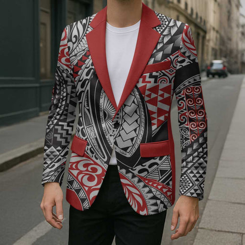 Aotearoa Maori Rugby Tribal Tattoo Blazer Kowhaiwhai Taniko Patchwork Motifs - Aussie Hoodie