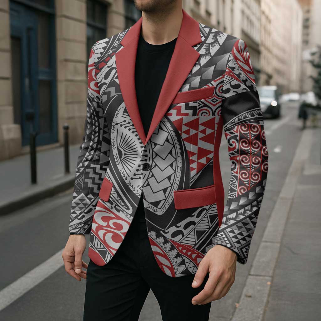 Aotearoa Maori Rugby Tribal Tattoo Blazer Kowhaiwhai Taniko Patchwork Motifs - Aussie Hoodie