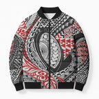 Aotearoa Maori Rugby Tribal Tattoo Bomber Puffer Jacket Kowhaiwhai Taniko Patchwork Motifs - Aussie Hoodie