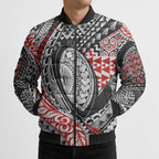 Aotearoa Maori Rugby Tribal Tattoo Bomber Puffer Jacket Kowhaiwhai Taniko Patchwork Motifs - Aussie Hoodie