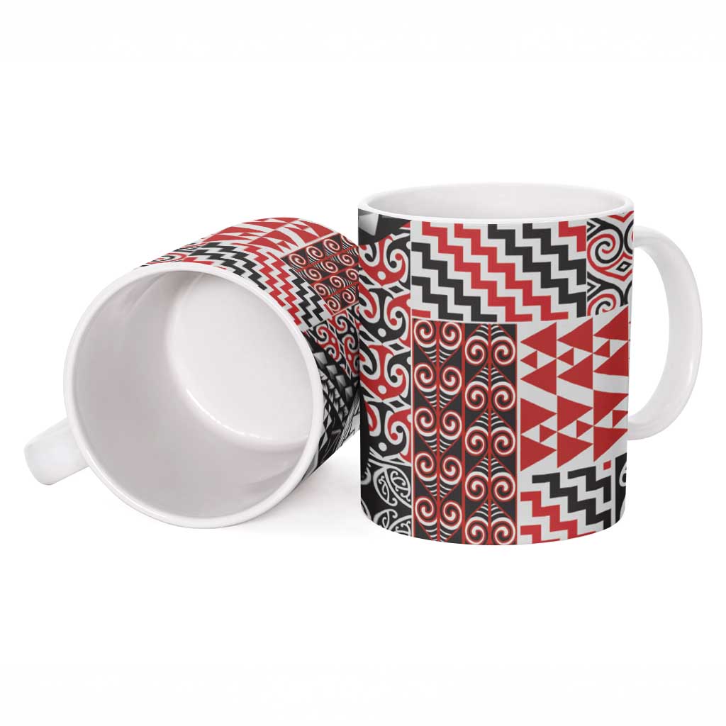 Aotearoa Maori Rugby Tribal Tattoo Ceramic Mug Kowhaiwhai Taniko Patchwork Motifs - Aussie Hoodie