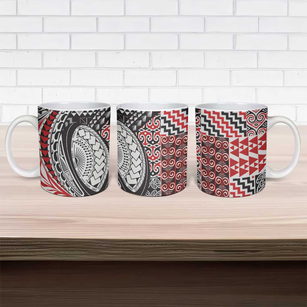 Aotearoa Maori Rugby Tribal Tattoo Ceramic Mug Kowhaiwhai Taniko Patchwork Motifs - Aussie Hoodie