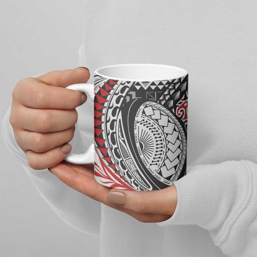 Aotearoa Maori Rugby Tribal Tattoo Ceramic Mug Kowhaiwhai Taniko Patchwork Motifs - Aussie Hoodie