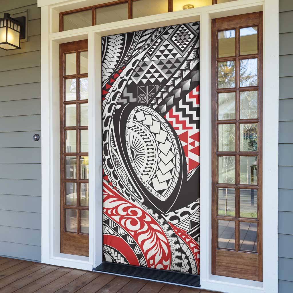 Aotearoa Maori Rugby Tribal Tattoo Door Cover Kowhaiwhai Taniko Patchwork Motifs - Aussie Hoodie