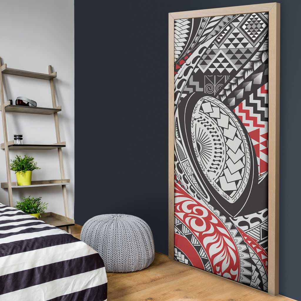 Aotearoa Maori Rugby Tribal Tattoo Door Cover Kowhaiwhai Taniko Patchwork Motifs - Aussie Hoodie