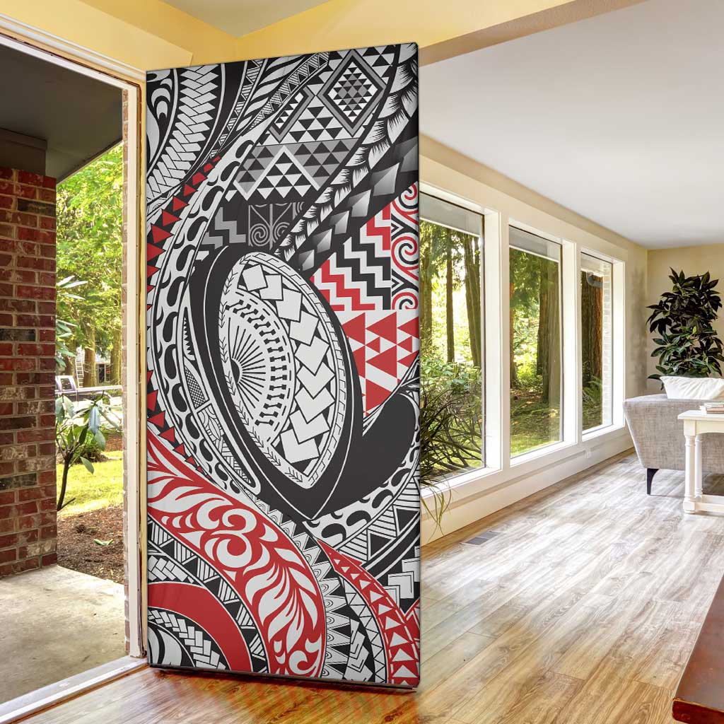 Aotearoa Maori Rugby Tribal Tattoo Door Cover Kowhaiwhai Taniko Patchwork Motifs - Aussie Hoodie