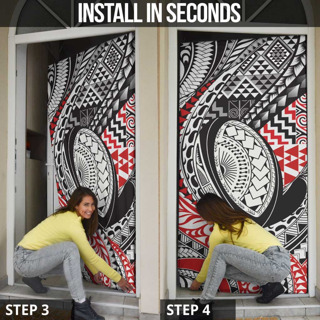 Aotearoa Maori Rugby Tribal Tattoo Door Cover Kowhaiwhai Taniko Patchwork Motifs - Aussie Hoodie