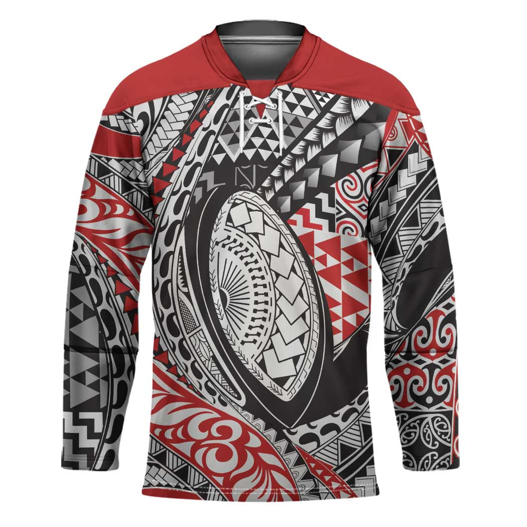 Aotearoa Maori Rugby Tribal Tattoo Hockey Jersey Kowhaiwhai Taniko Patchwork Motifs - Aussie Hoodie
