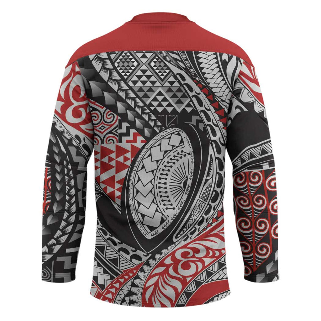 Aotearoa Maori Rugby Tribal Tattoo Hockey Jersey Kowhaiwhai Taniko Patchwork Motifs - Aussie Hoodie