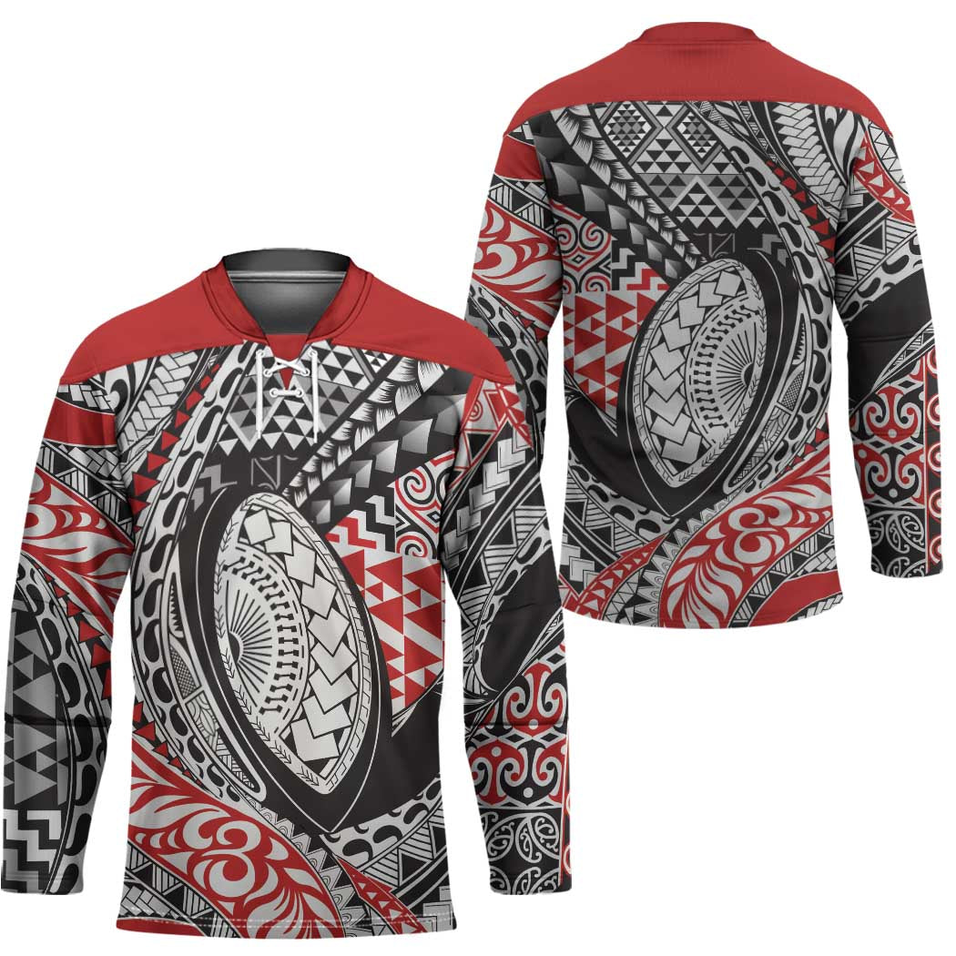 Aotearoa Maori Rugby Tribal Tattoo Hockey Jersey Kowhaiwhai Taniko Patchwork Motifs - Aussie Hoodie
