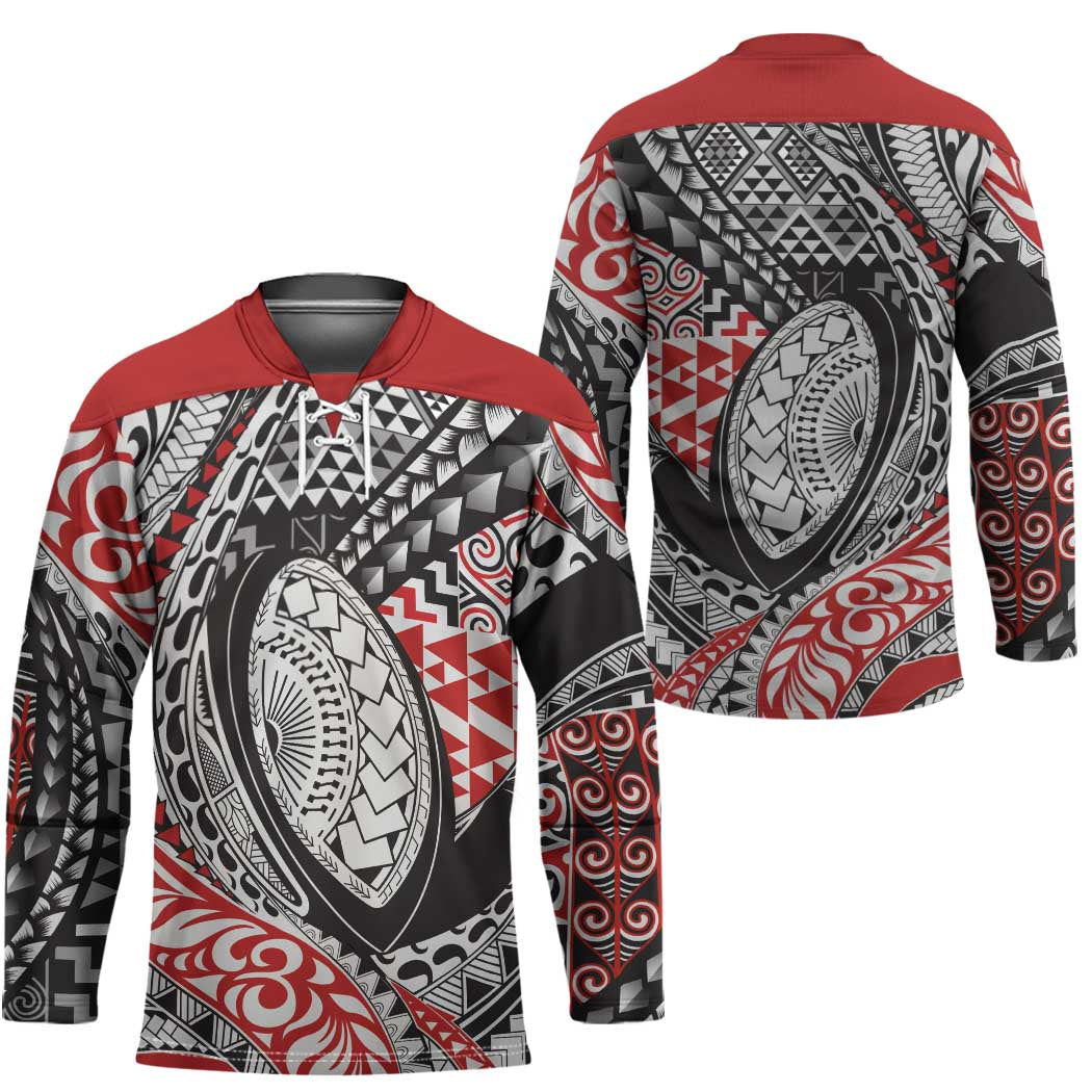 Aotearoa Maori Rugby Tribal Tattoo Hockey Jersey Kowhaiwhai Taniko Patchwork Motifs - Aussie Hoodie