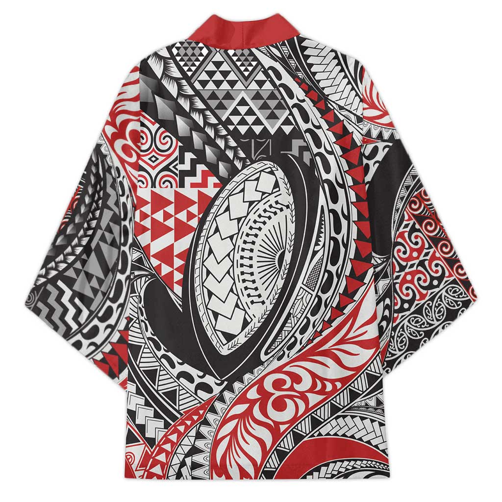 Aotearoa Maori Rugby Tribal Tattoo Kimono Kowhaiwhai Taniko Patchwork Motifs - Aussie Hoodie