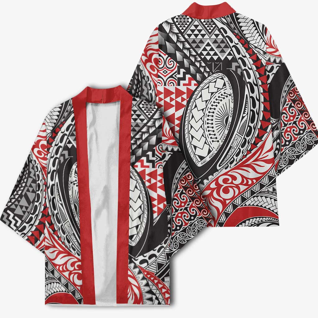 Aotearoa Maori Rugby Tribal Tattoo Kimono Kowhaiwhai Taniko Patchwork Motifs - Aussie Hoodie