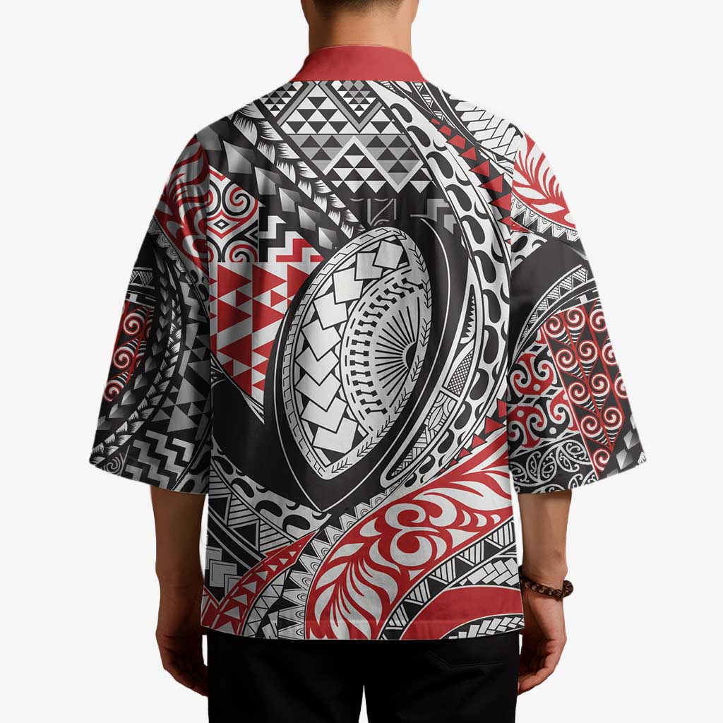 Aotearoa Maori Rugby Tribal Tattoo Kimono Kowhaiwhai Taniko Patchwork Motifs - Aussie Hoodie