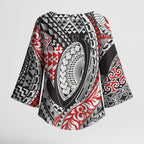 Aotearoa Maori Rugby Tribal Tattoo Kimono Sleeve Blouse Kowhaiwhai Taniko Patchwork Motifs - Aussie Hoodie